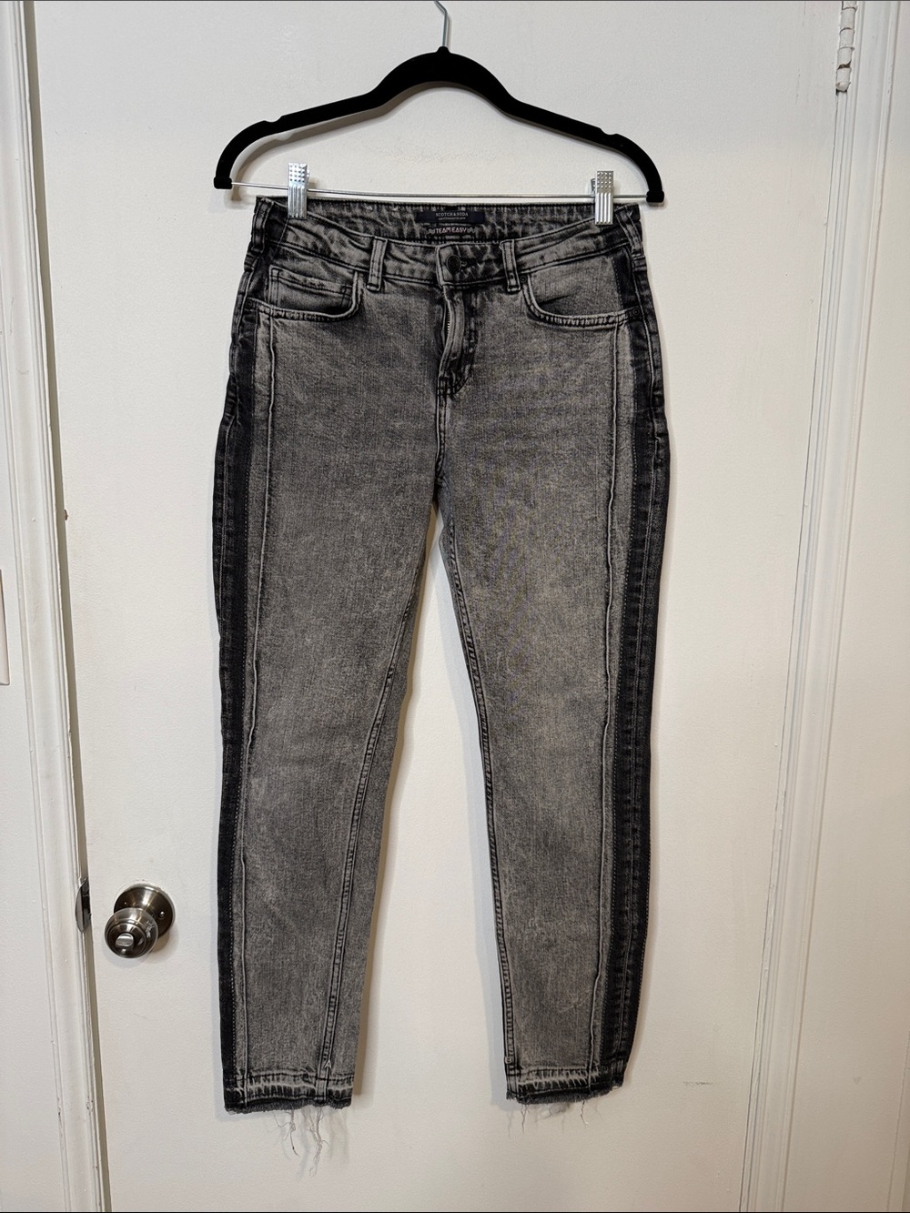 Scotch & Soda Two-Tone Gray Skinny Jeans with Black Side Panels